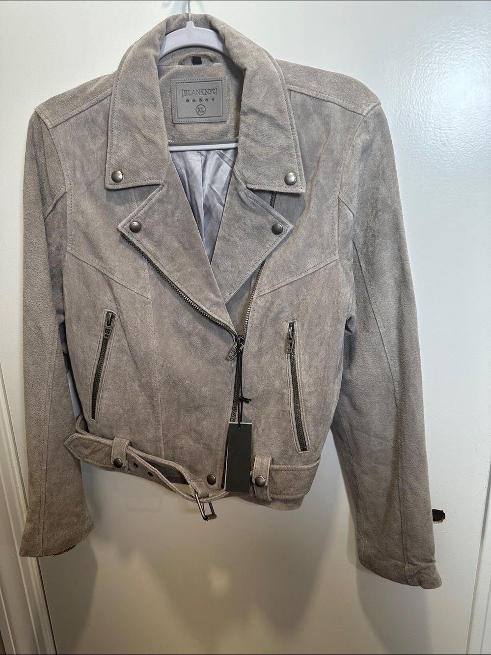 Blank NYC Taupe Gray Suede Moto Jacket (57)